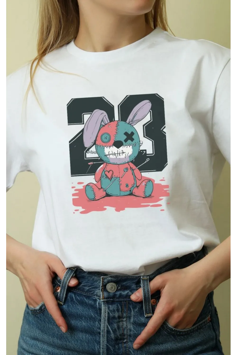 Unisex Oversize 24/1 Penye DTF Baskılı Tişört - DTF169