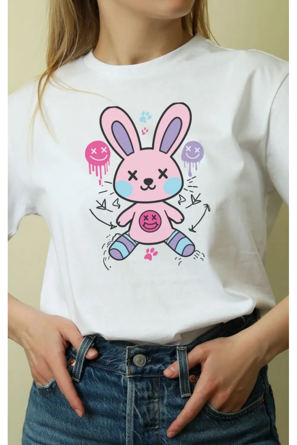 Unisex Oversize 24/1 Penye DTF Baskılı Tişört - DTF170