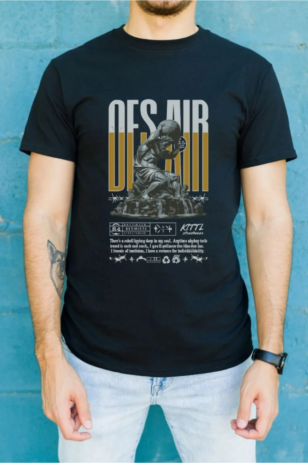 Unisex Oversize 24/1 Penye DTF Baskılı Tişört - DTF74