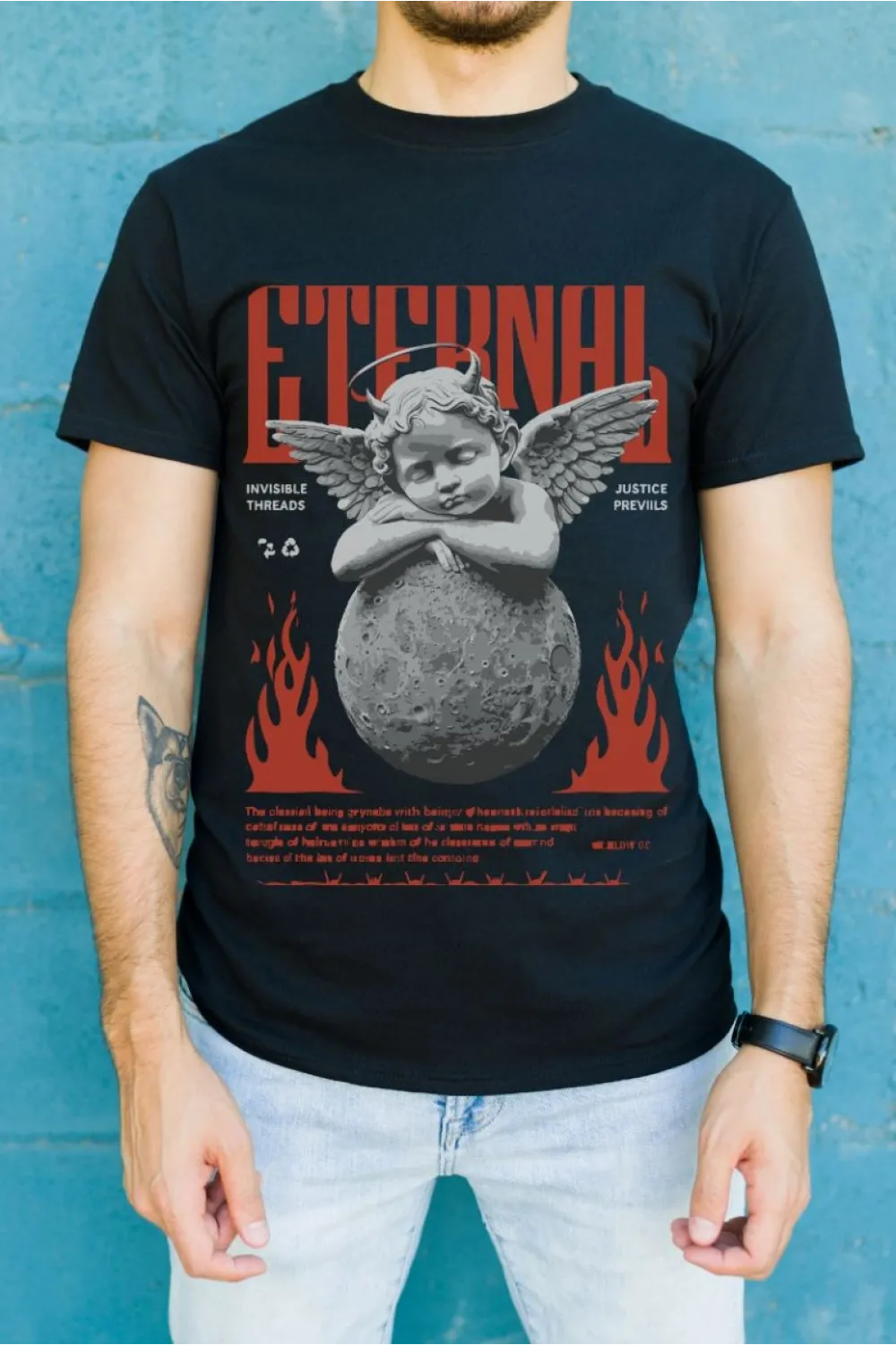 Unisex Oversize 24/1 Penye DTF Baskılı Tişört - DTF86