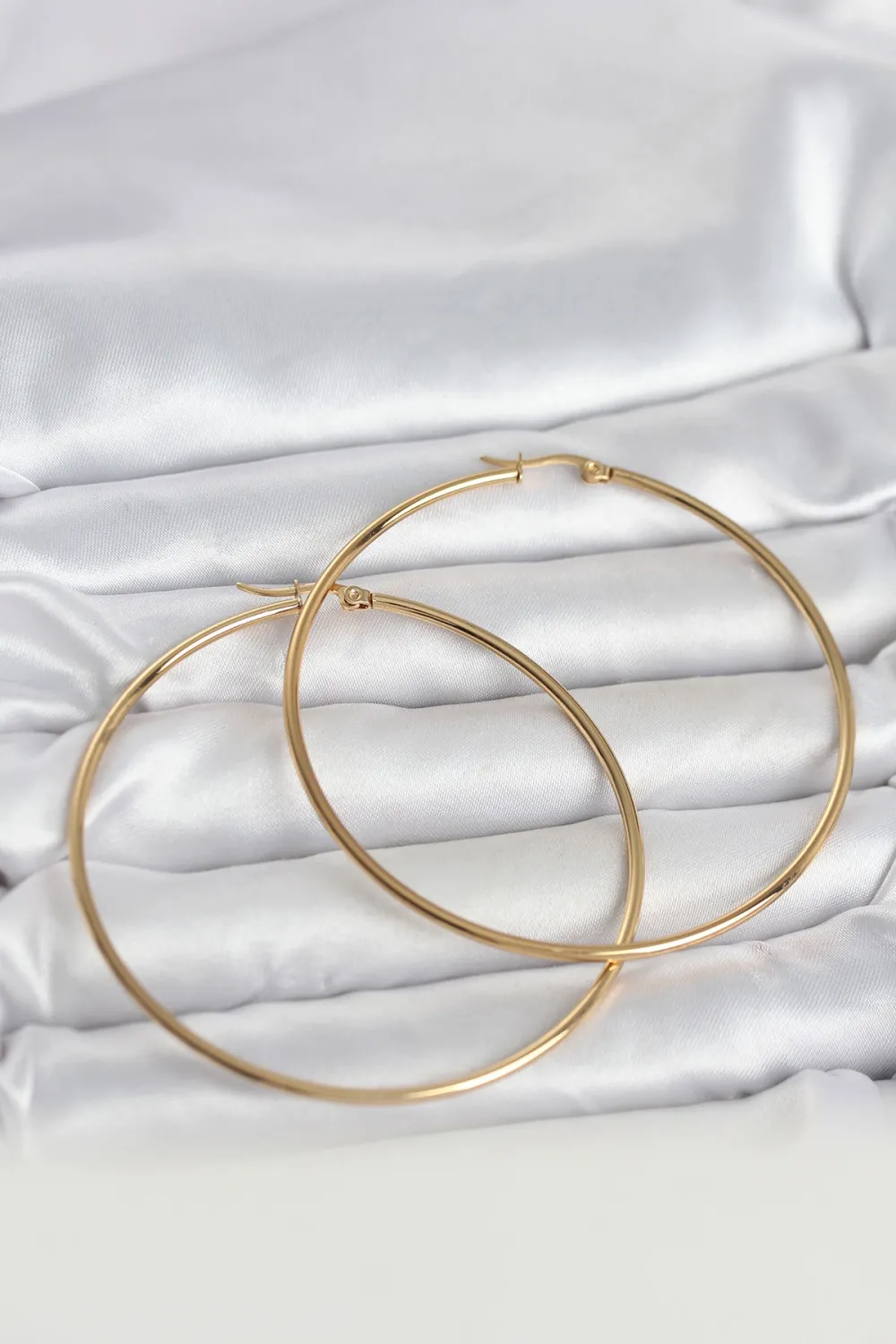 ietaks™ 316L Çelik Gold Renk 70 mm Kadın Halka Küpe