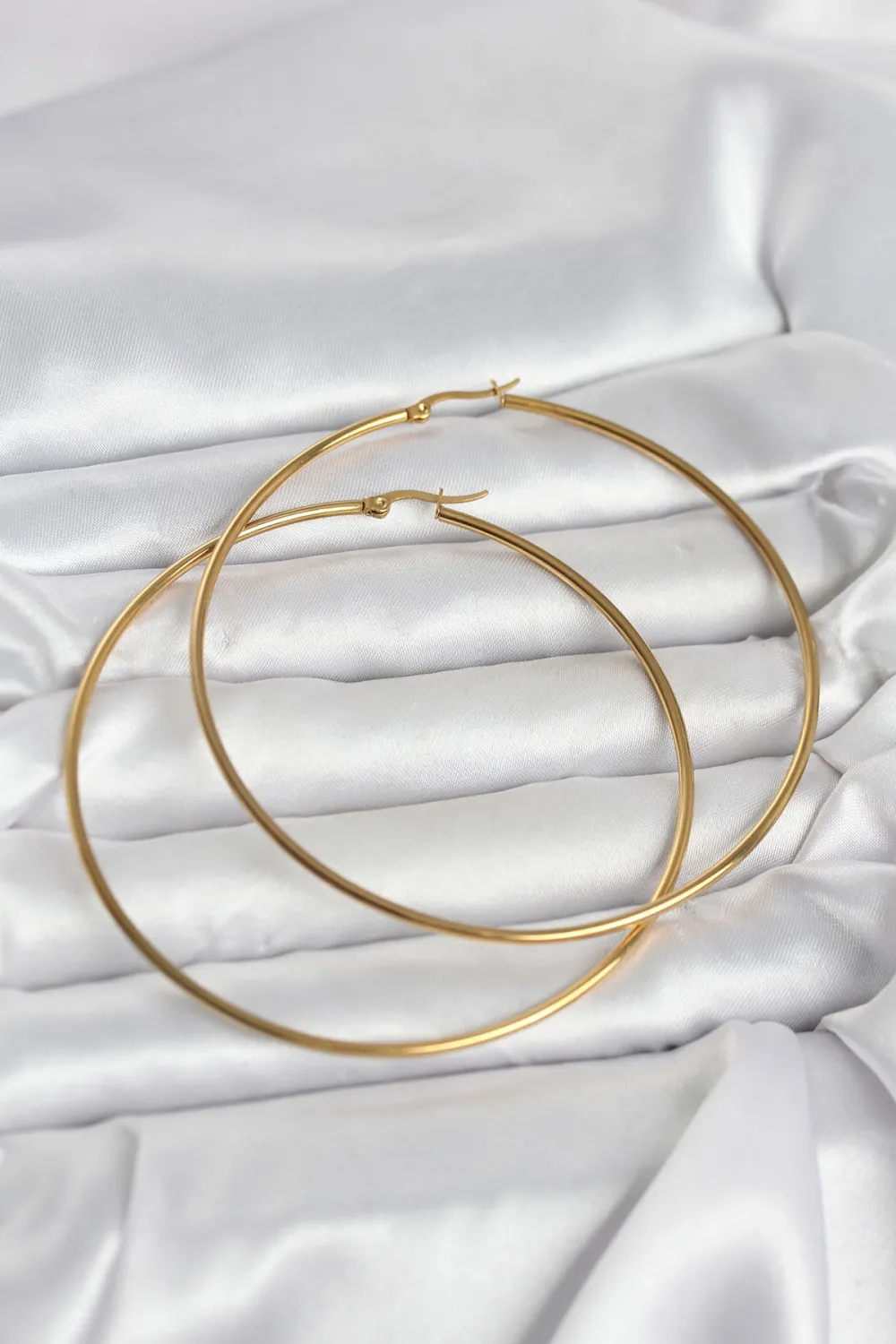 ietaks™ 316L Çelik Gold Renk 80 mm Kadın Halka Küpe