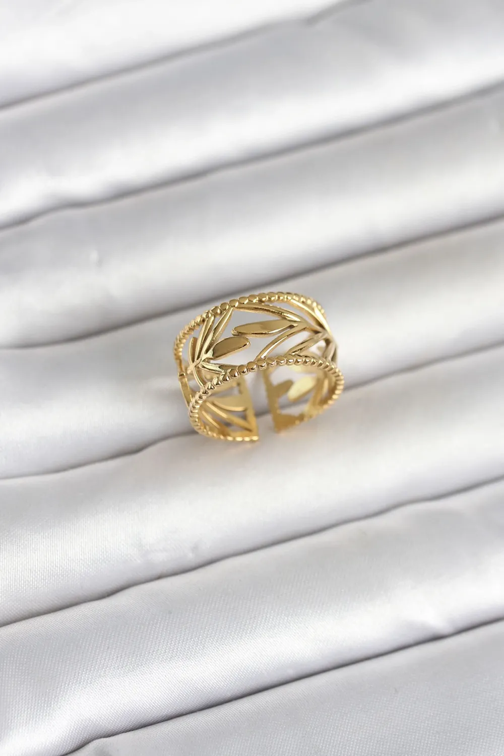 ietaks™ 316L Çelik Gold Renk Başak Model Kadın Yüzük
