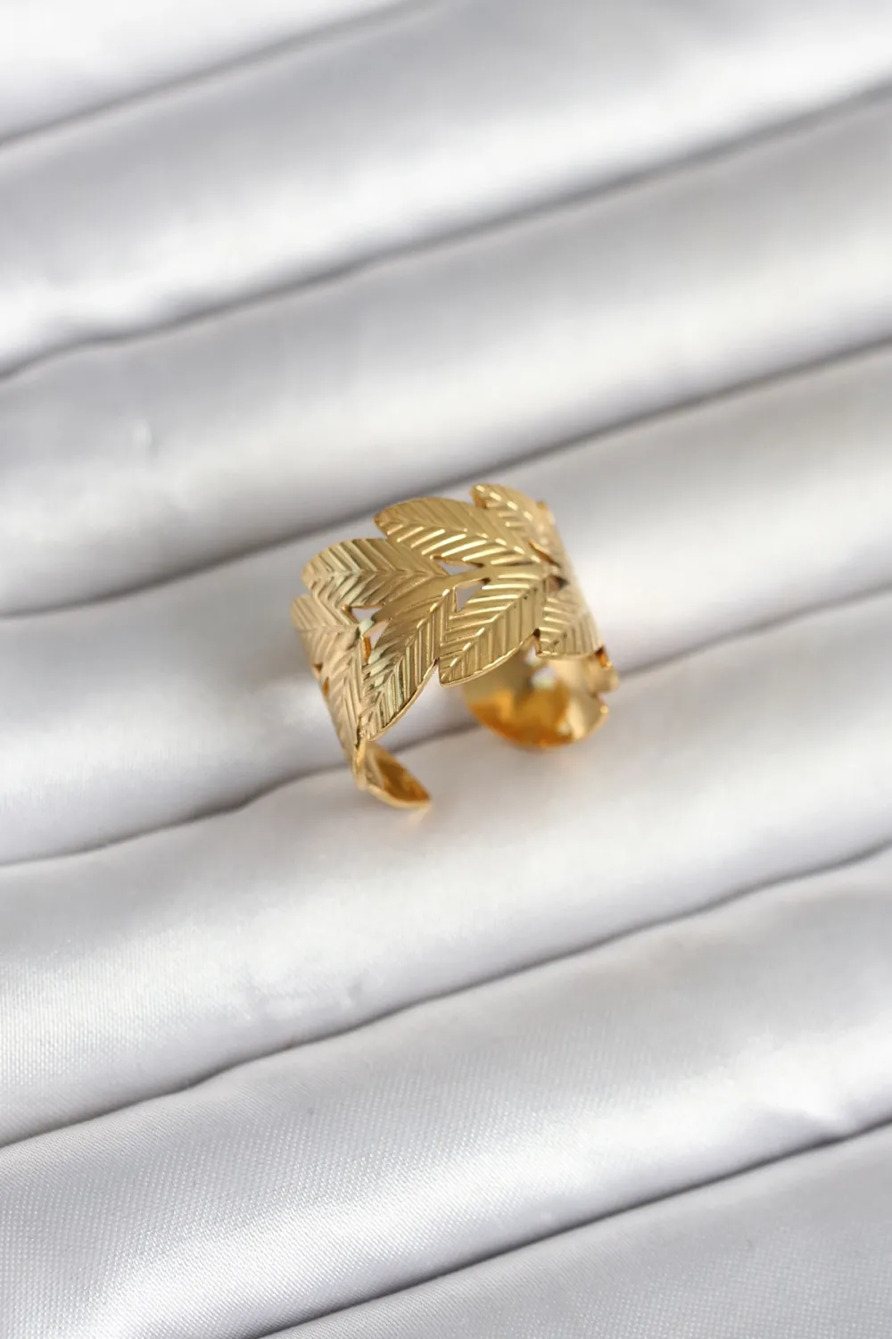 ietaks™ 316L Çelik Gold Renk Başak Modeli Kadın Yüzük