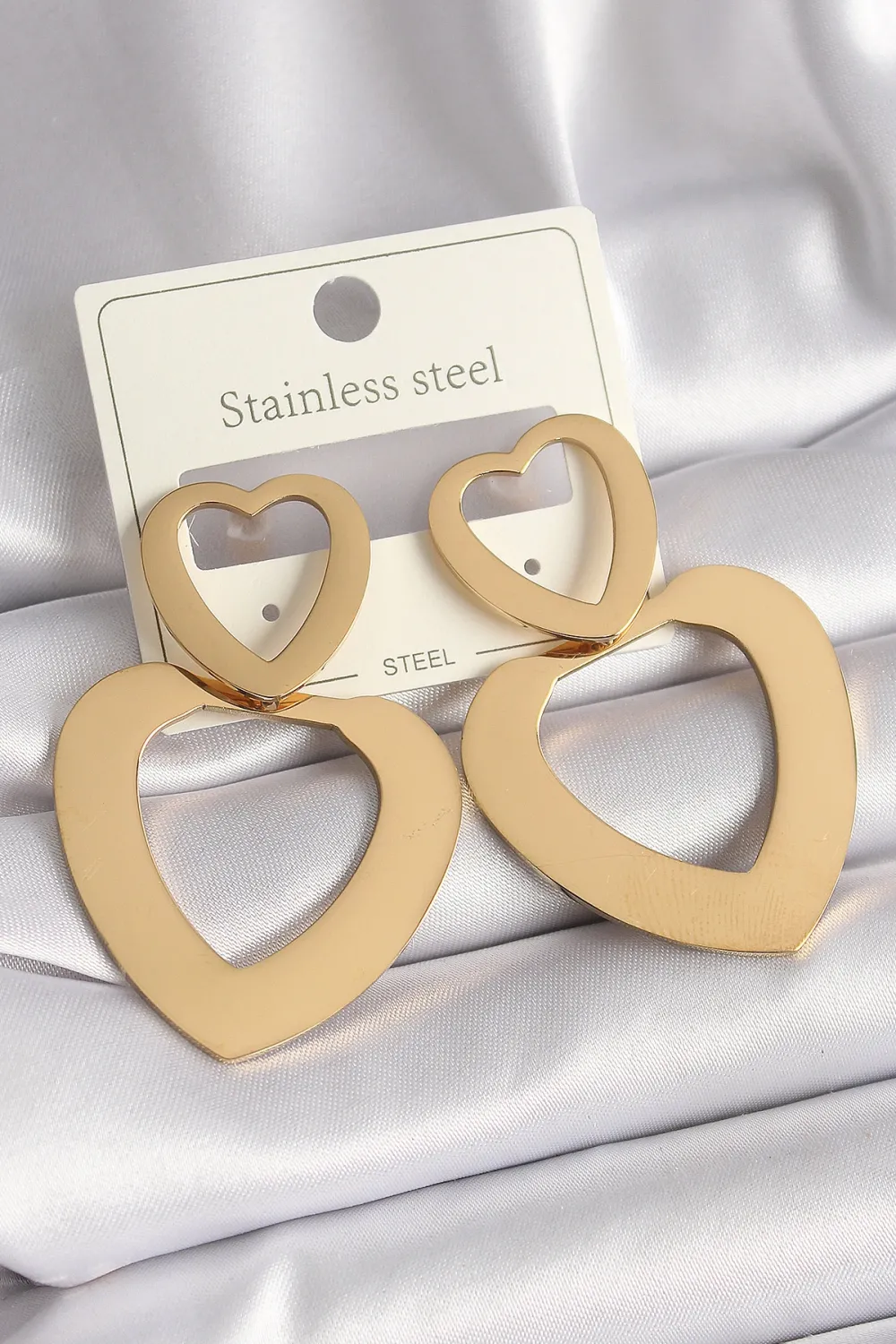 ietaks™ 316L Çelik Gold Renk Kalp Model Kadın Küpe