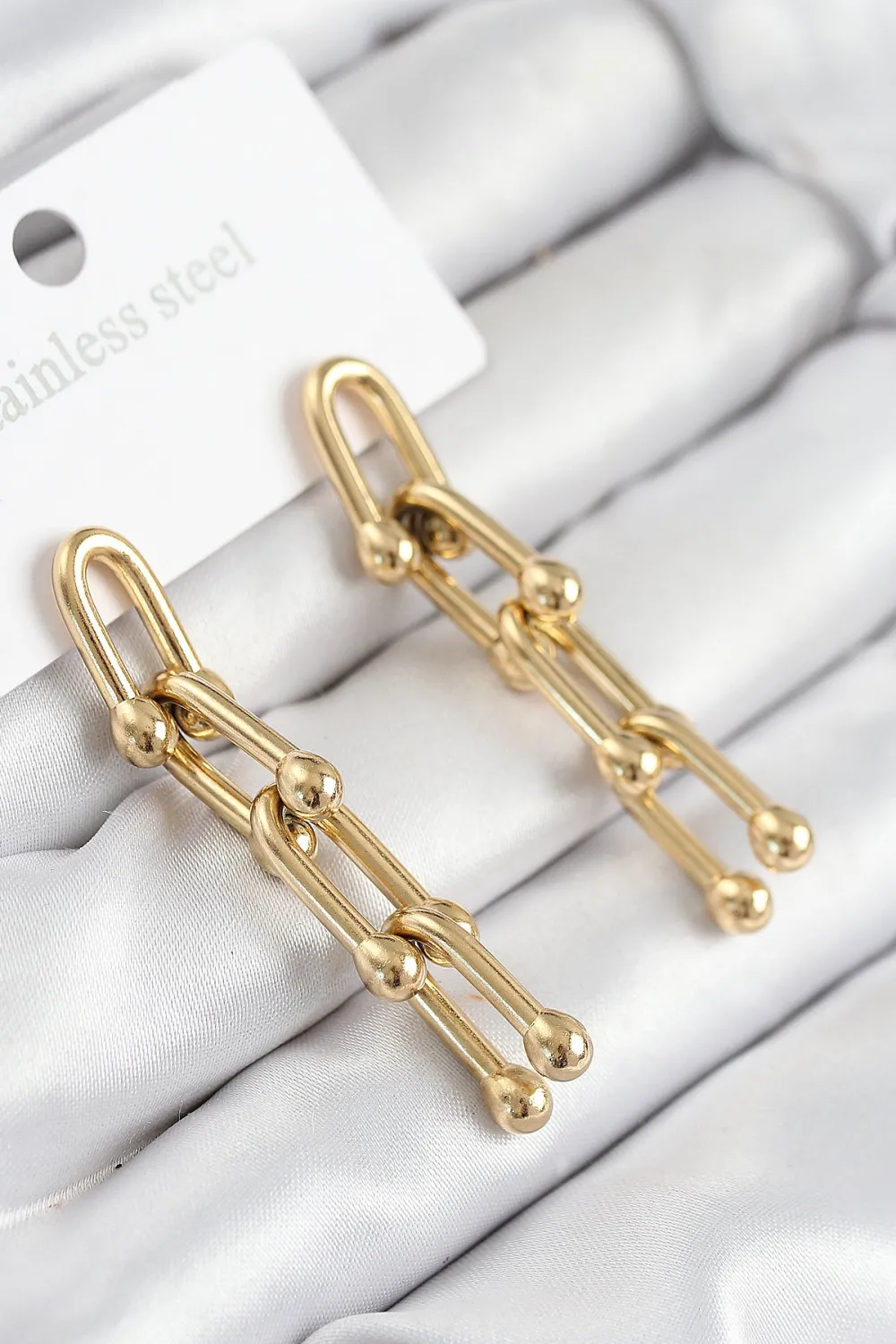 ietaks™ 316L Çelik Sallantılı Tifany Model Gold Renk Kadın Küpe