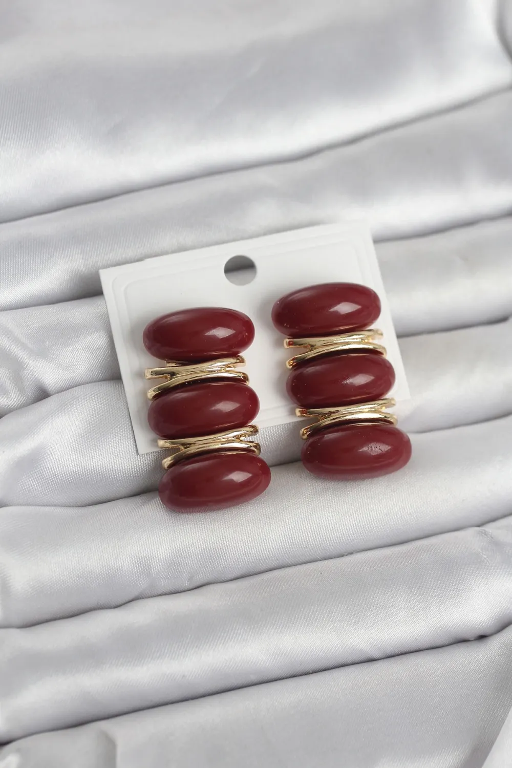 ietaks™ Bordo Vintage Model Gold Renk Kadın Küpe