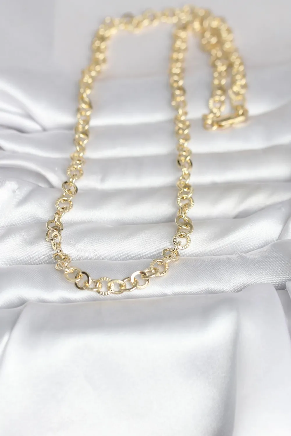 ietaks™ CM 14K Gold Renk Kalın Halka Zincirli 60 cm Kadın Kolye