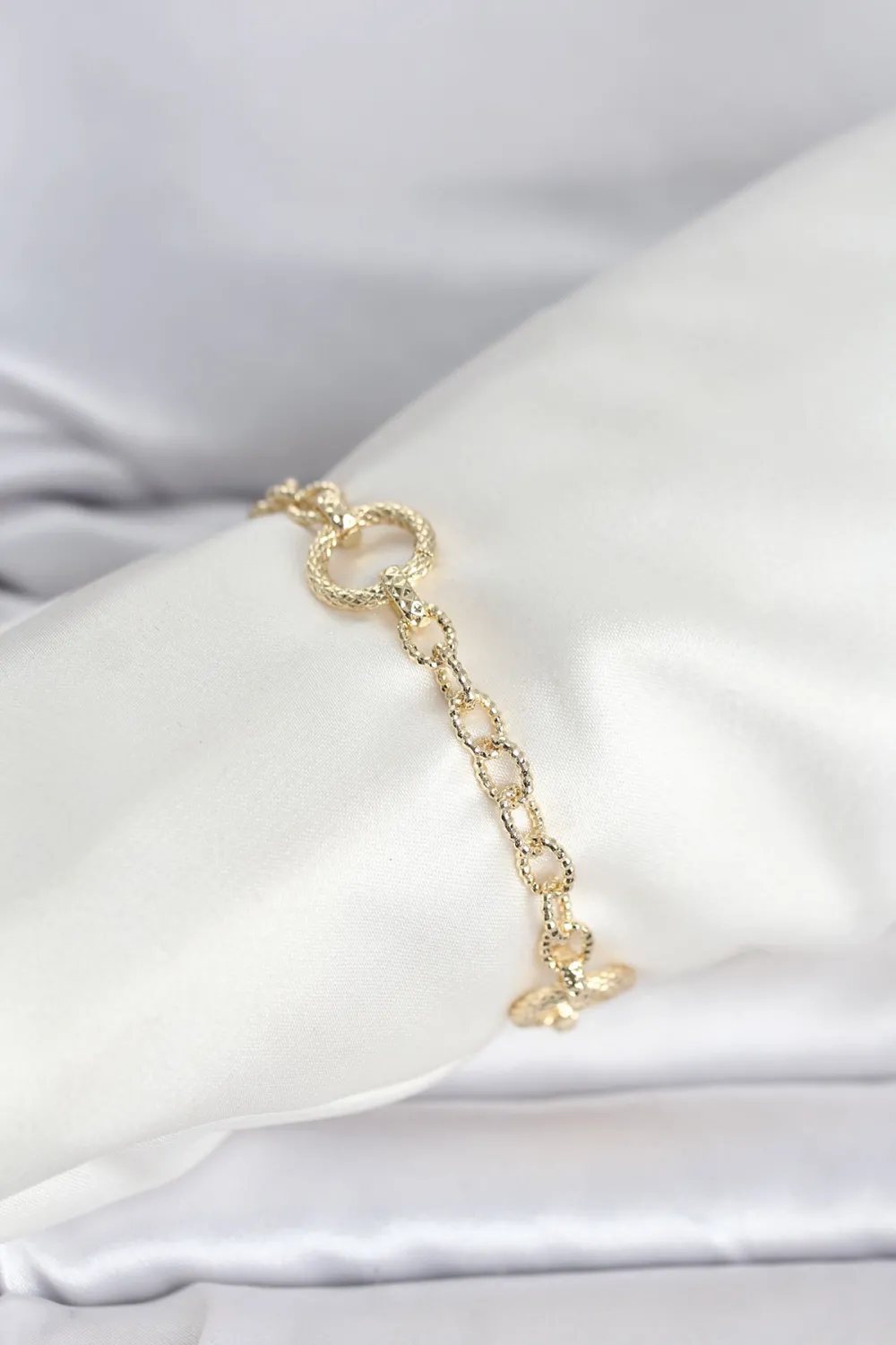ietaks™ CM 14K Gold Renk Lazerli Halka Model Kadın Bileklik