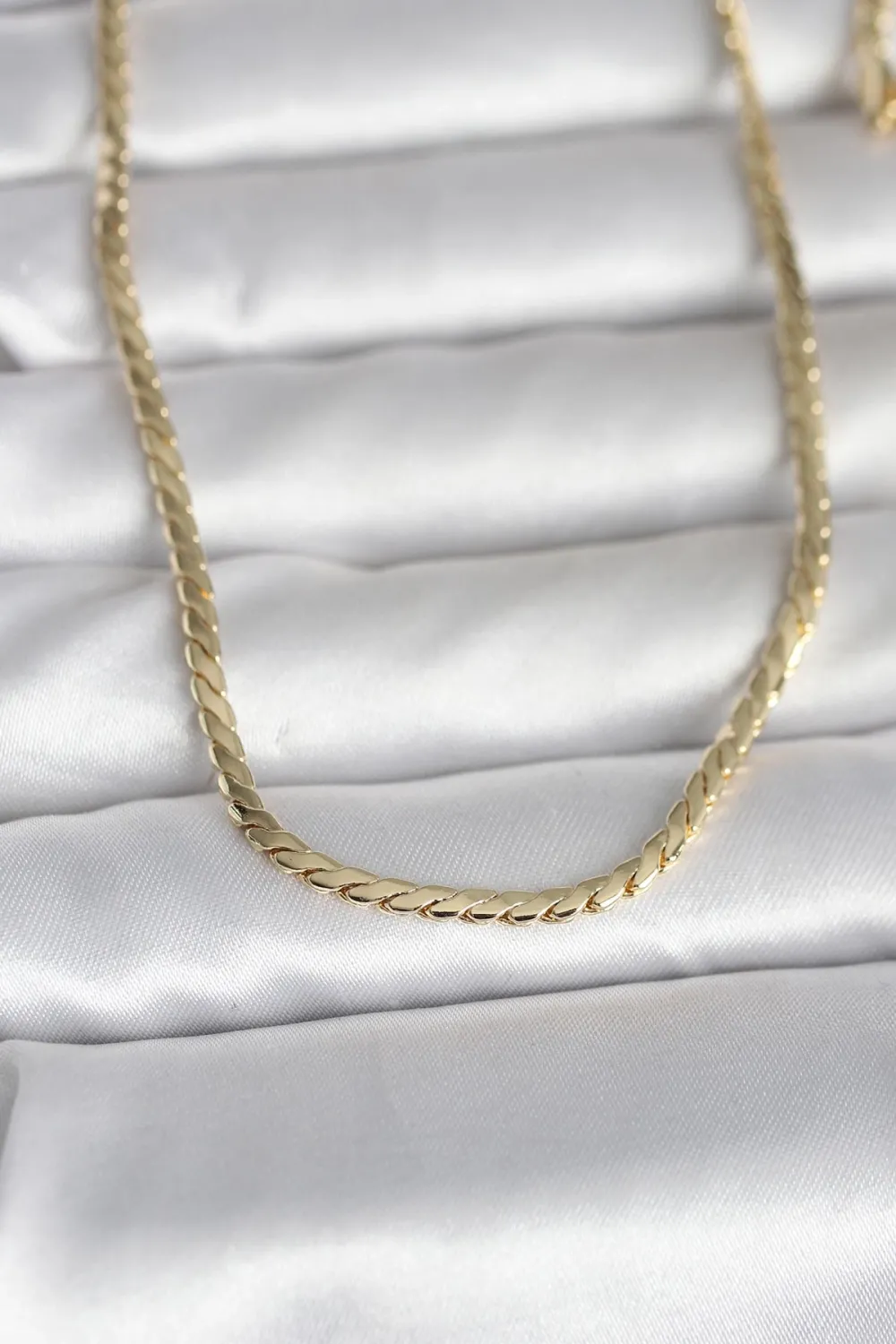ietaks™ CM 14K Gold Renk Yassı Model 60 cm Kadın Kolye