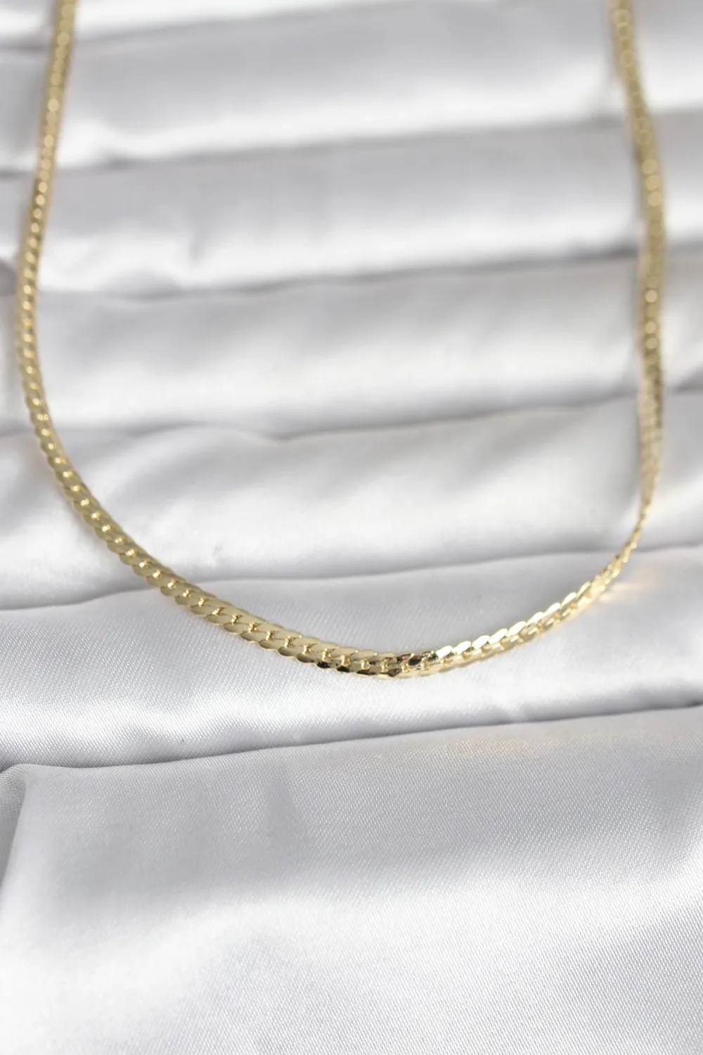 ietaks™ CM 14K Gold Renk Yassı Zincir Model 45 cm Kadın Kolye