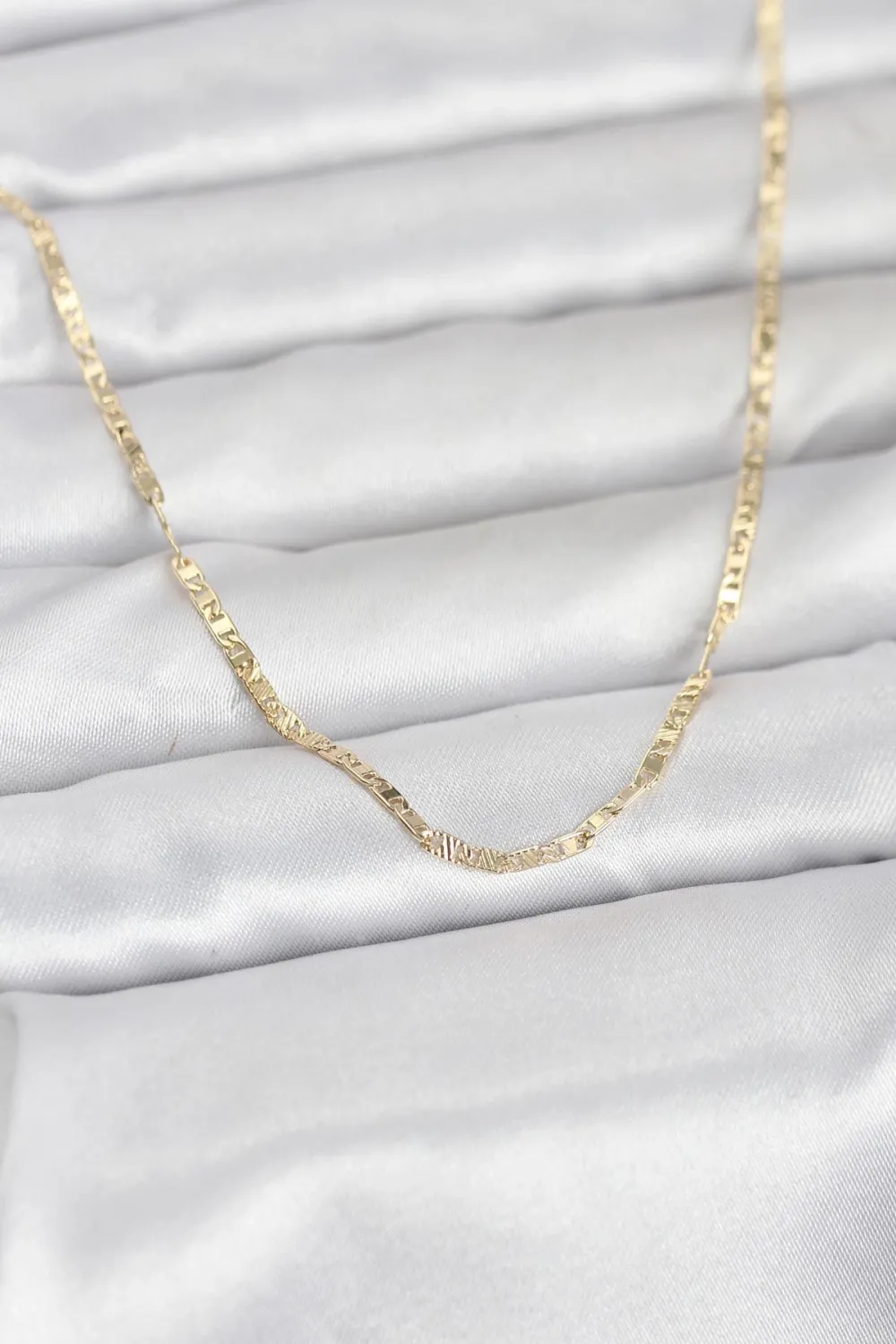 ietaks™ CM 14K Gold Renk Yassı Zincir Model 60 cm Kadın Kolye
