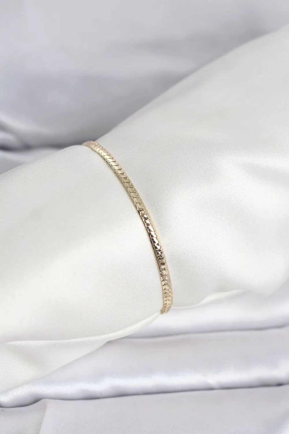 ietaks™ CM 14K Gold Renk Yassı Zincir Model Kadın Bileklik