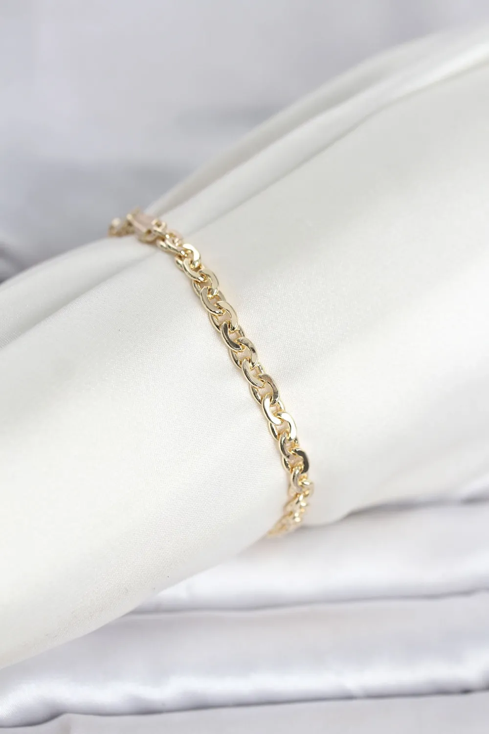 ietaks™ CM 14K Gold Renk Zincir Model Kadın Bileklik
