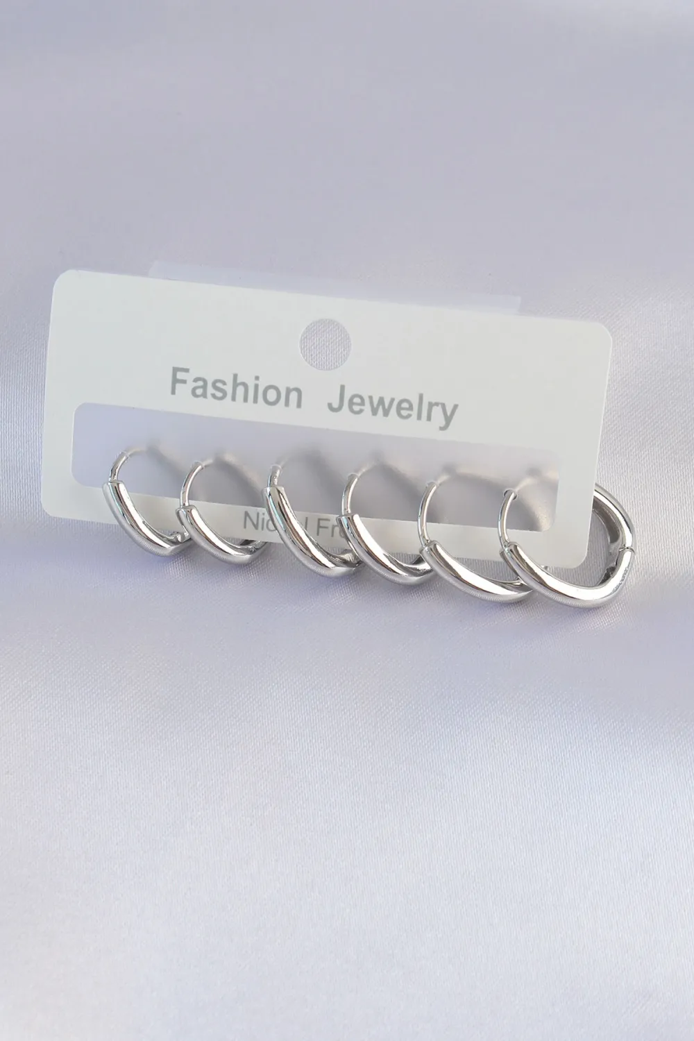 ietaks™ Pirinç Gümüş Renk Oval Küpe Seti