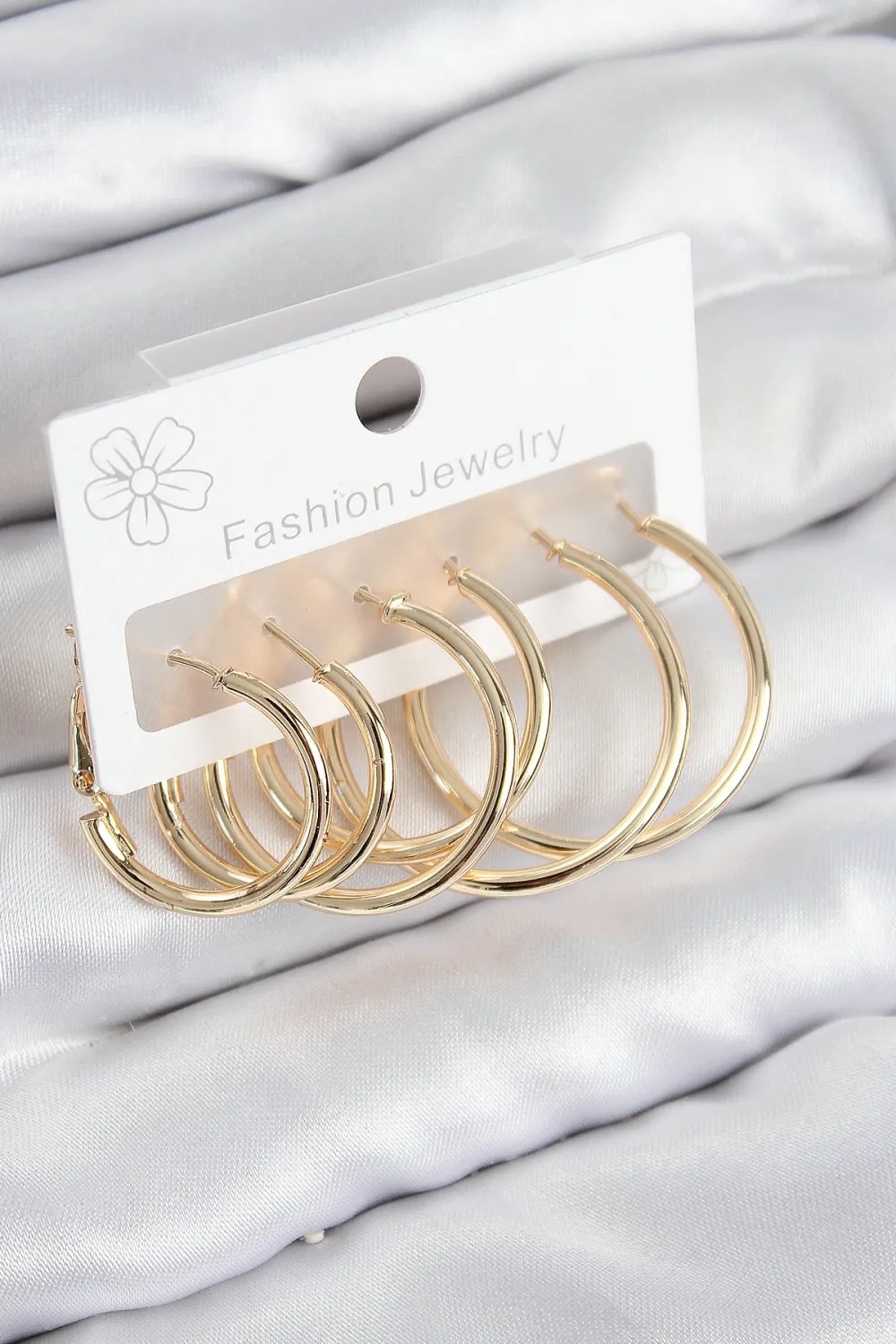 ietaks™ Pirinç Halka Model Gold Renk Kadın Set Küpe