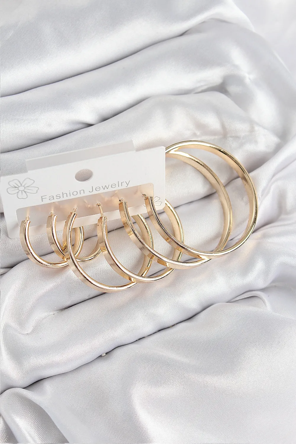ietaks™ Pirinç Halka Model Gold Renk Kadın Set Küpe