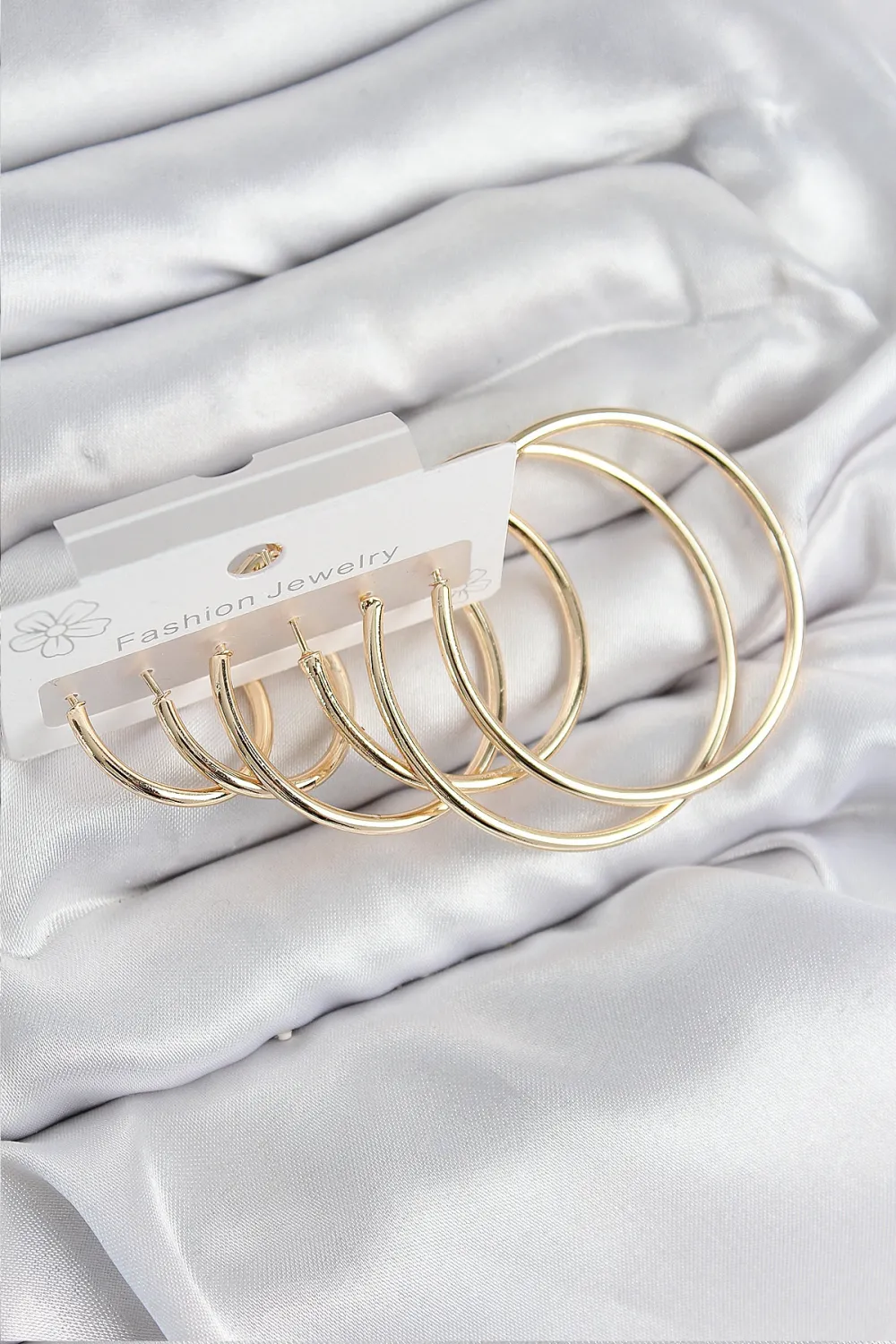 ietaks™ Pirinç Halka Model Gold Renk Kadın Set Küpe