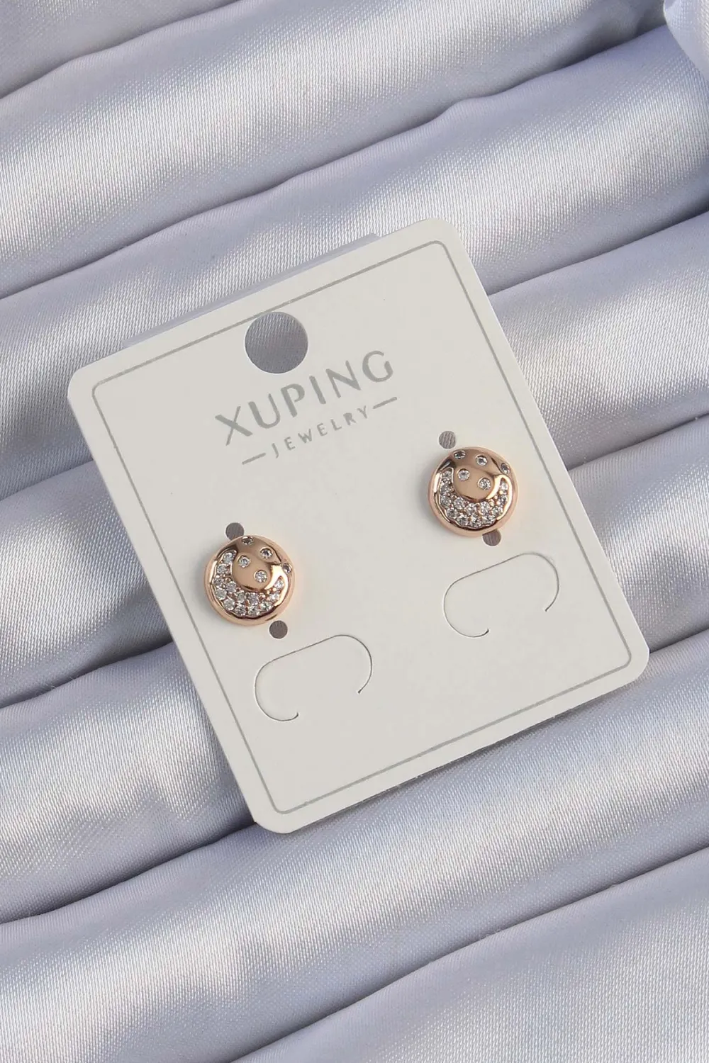 ietaks™ Xuping Rose Renk Zirkon Taşlı Yansımalı Oval Küpe