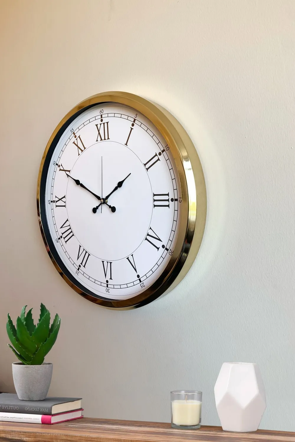 İhtişamlı Gold 52 Cm Metal Roma Rakamlı Lüks Duvar Saati