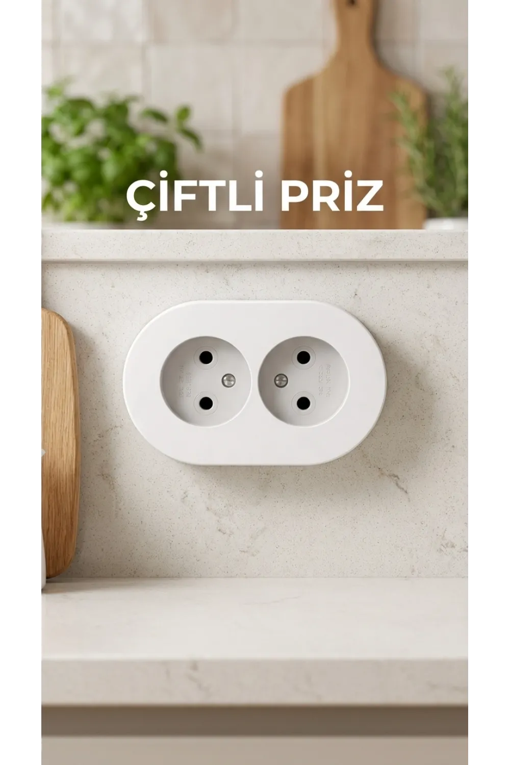 İkili Beyaz Topraklı Sıva Üstü Priz - Modern Elektrik Çiftli Priz