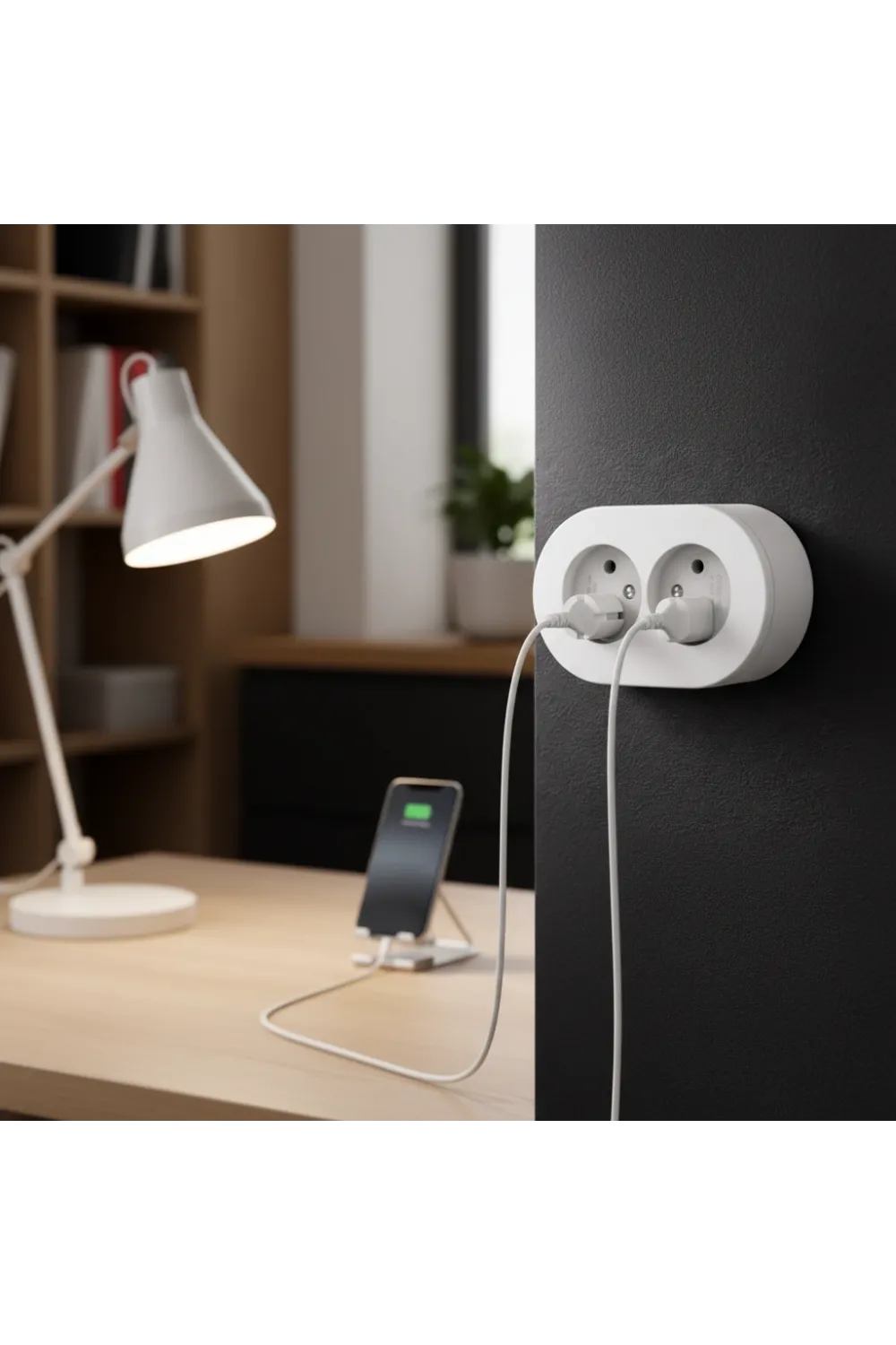 İkili Beyaz Topraklı Sıva Üstü Priz - Modern Elektrik Çiftli Priz