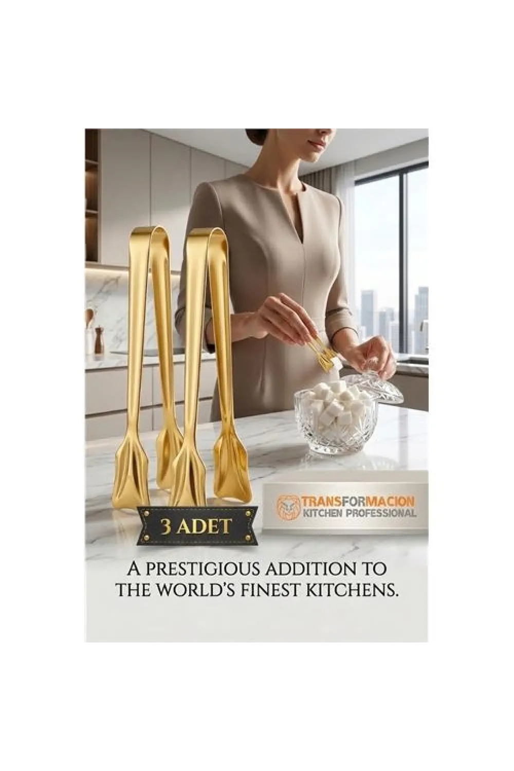 Inês Gold 3lü Paslanmaz Çelik Mini Şeker Maşası Seti 12cm 722952