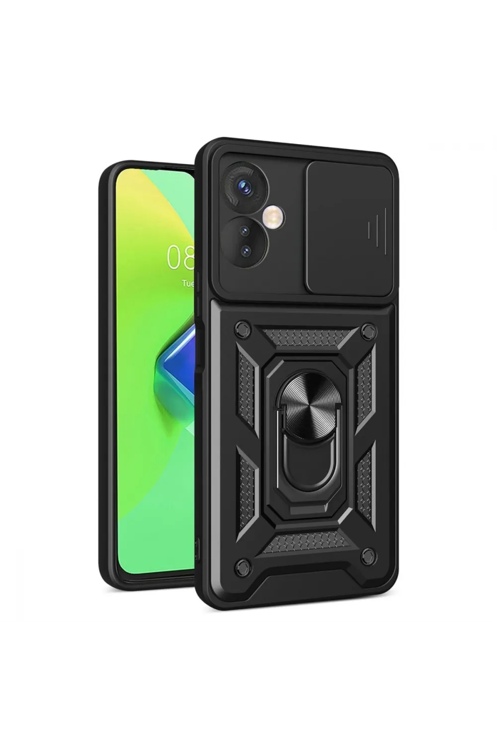 İnfinix Hot 30 4g Kılıf Pars Lens Yüzüklü Silikon - Siyah