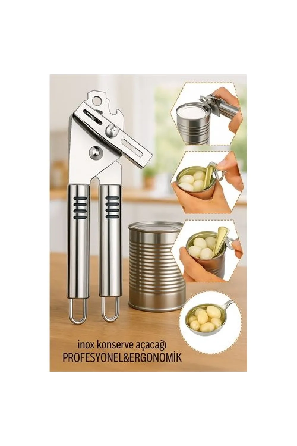 Inox Çelik Konserve Açacağı - Ergonomik ve Profesyonel Kolay Konserve Açıcı 722091