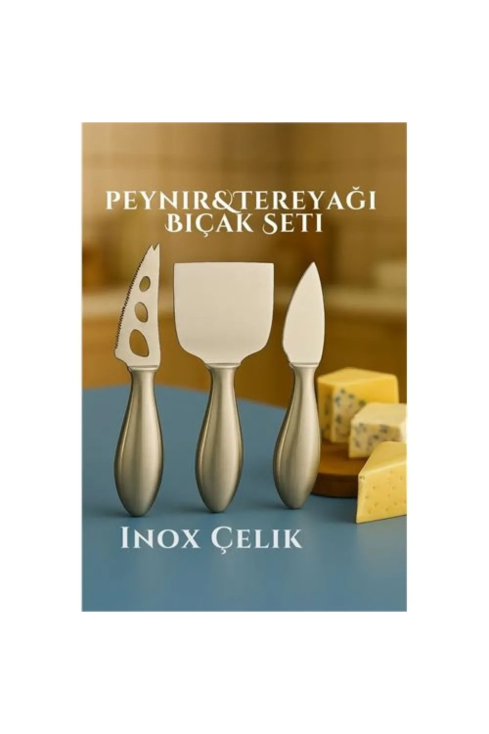 Inox Peynir Bıçağı Seti - Tereyağı Bıçağı Kahvaltı Seti Profesyonel Tasarım 304 Paslanmaz Çelik 722041