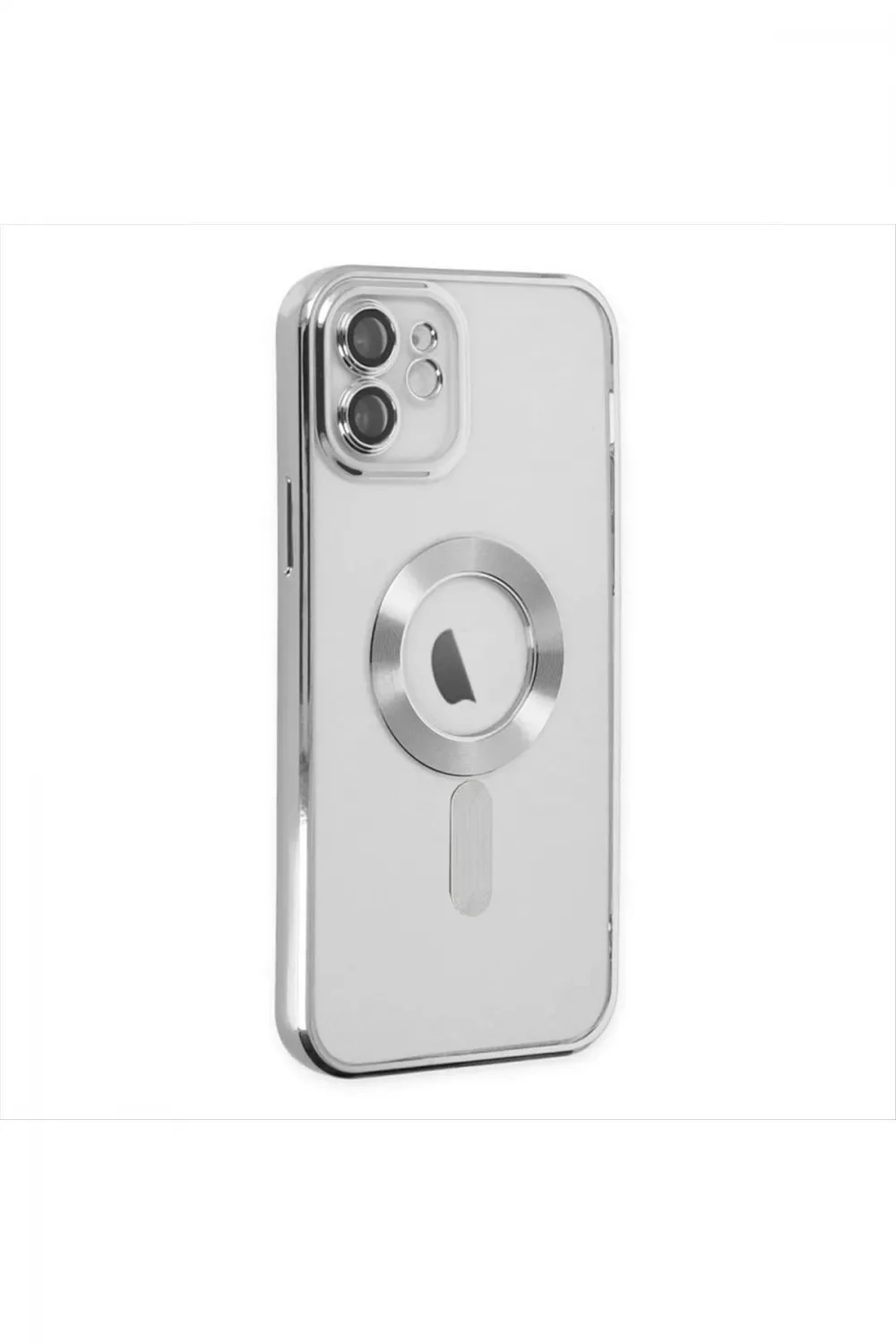 iPhone 12 Lüx Magsaff Lazer Silikon Kılıf (Kamera Korumalı)