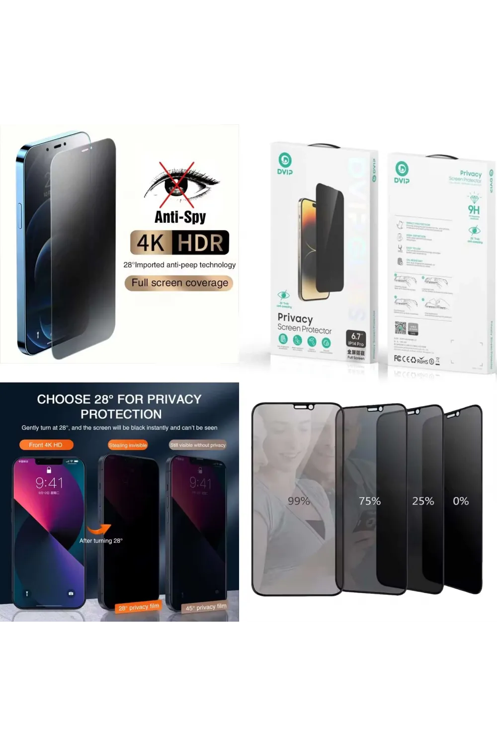 iphone 13 Pro Max / 14 Plus – Hayalet Antistatik ESD Cam Tam Kaplayan Dvip