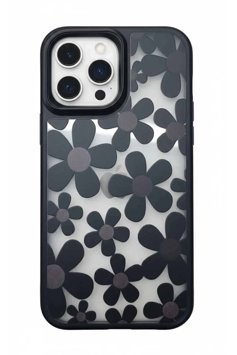 İphone 16 Pro Max Çiçekli Kılıf Bağlama Aparatlı Siyah