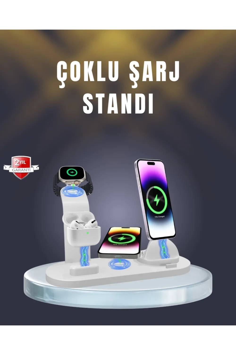 İphone, Airpods Ve Akıllı Saat Uyumlu Çoklu Şarj Cihazı