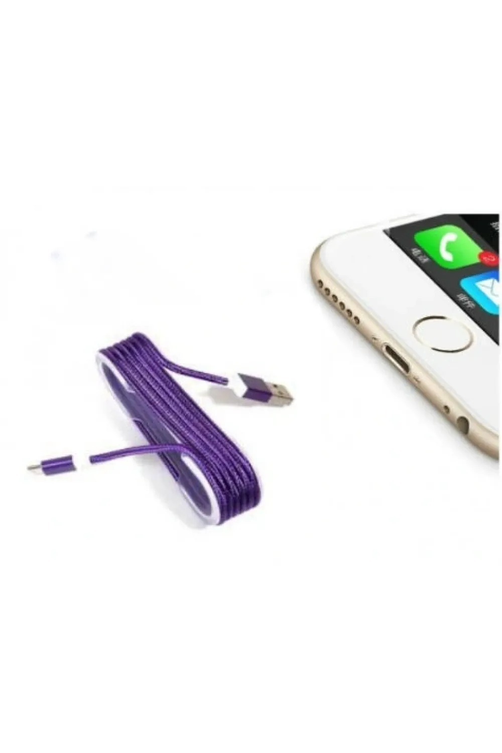 İphone Örgü Şeklinde Renkli Çelik Şarj Data Kablosu - Mor
