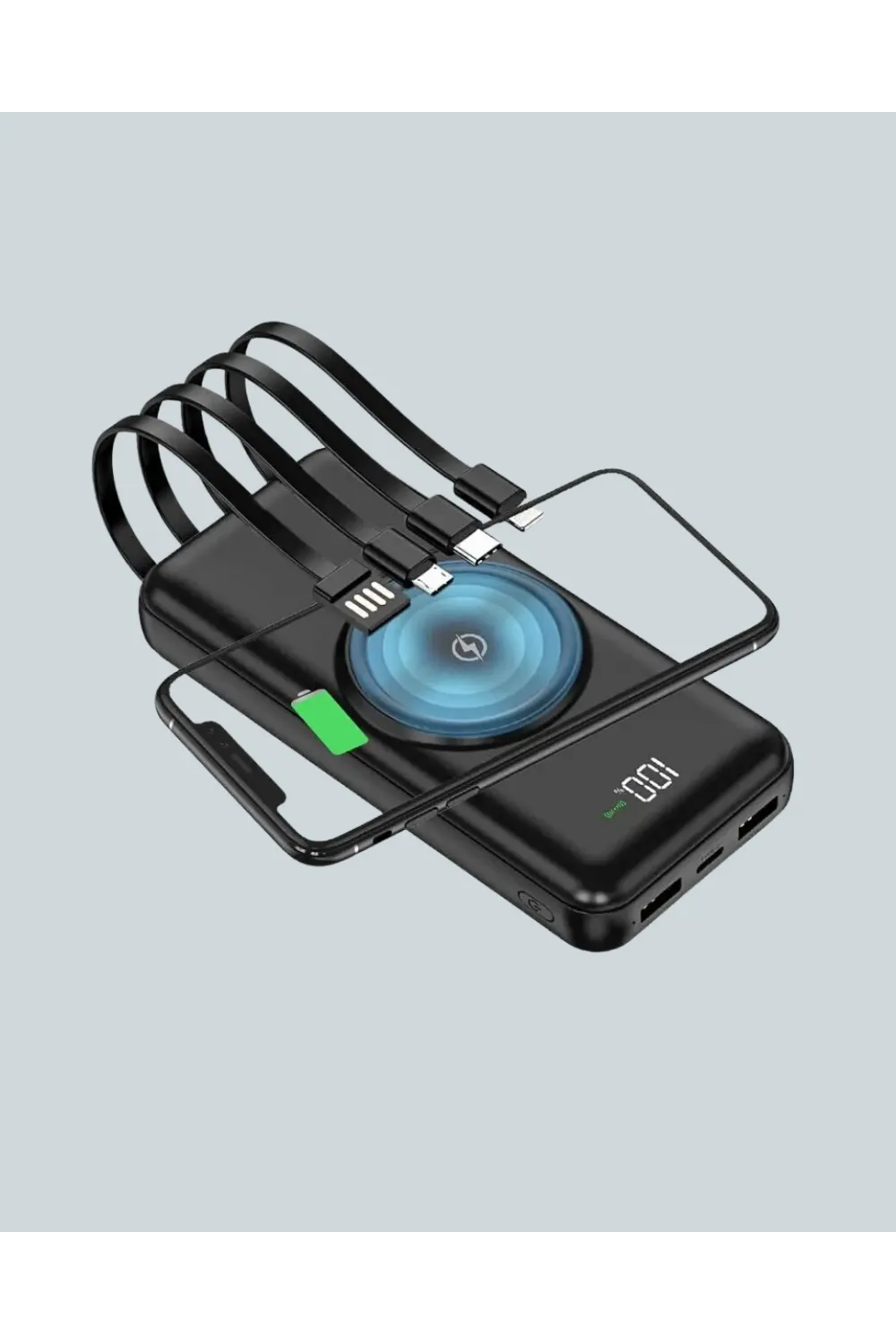 İphone Ve Android Uyumlu 10000mah Powerbank – Hem Kablolu Hem Kablosuz
