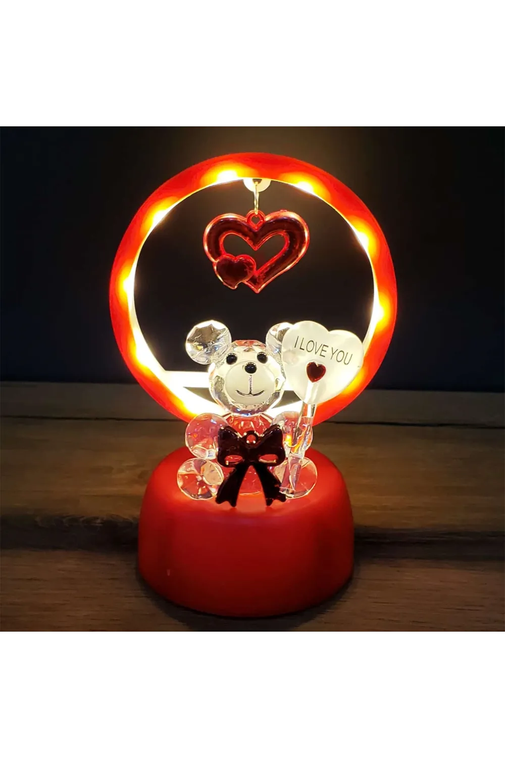 Işıklı Kırmızı I Love You Ayıcık