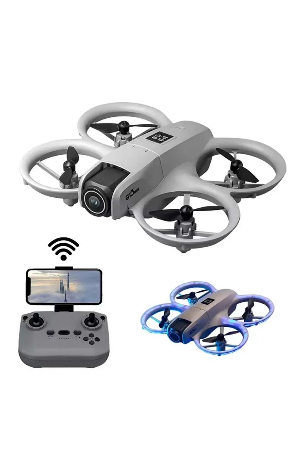 Işıklı Mini Drone Uzun Şarj Süreli Ve Yedek Pervane Setli