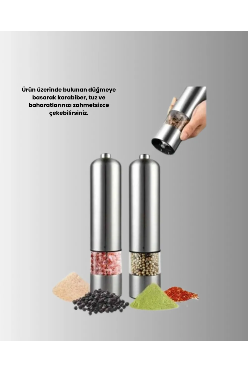 Işıklı Pilli Baharat Değirmeni Taze Ve Pratik Öğütme