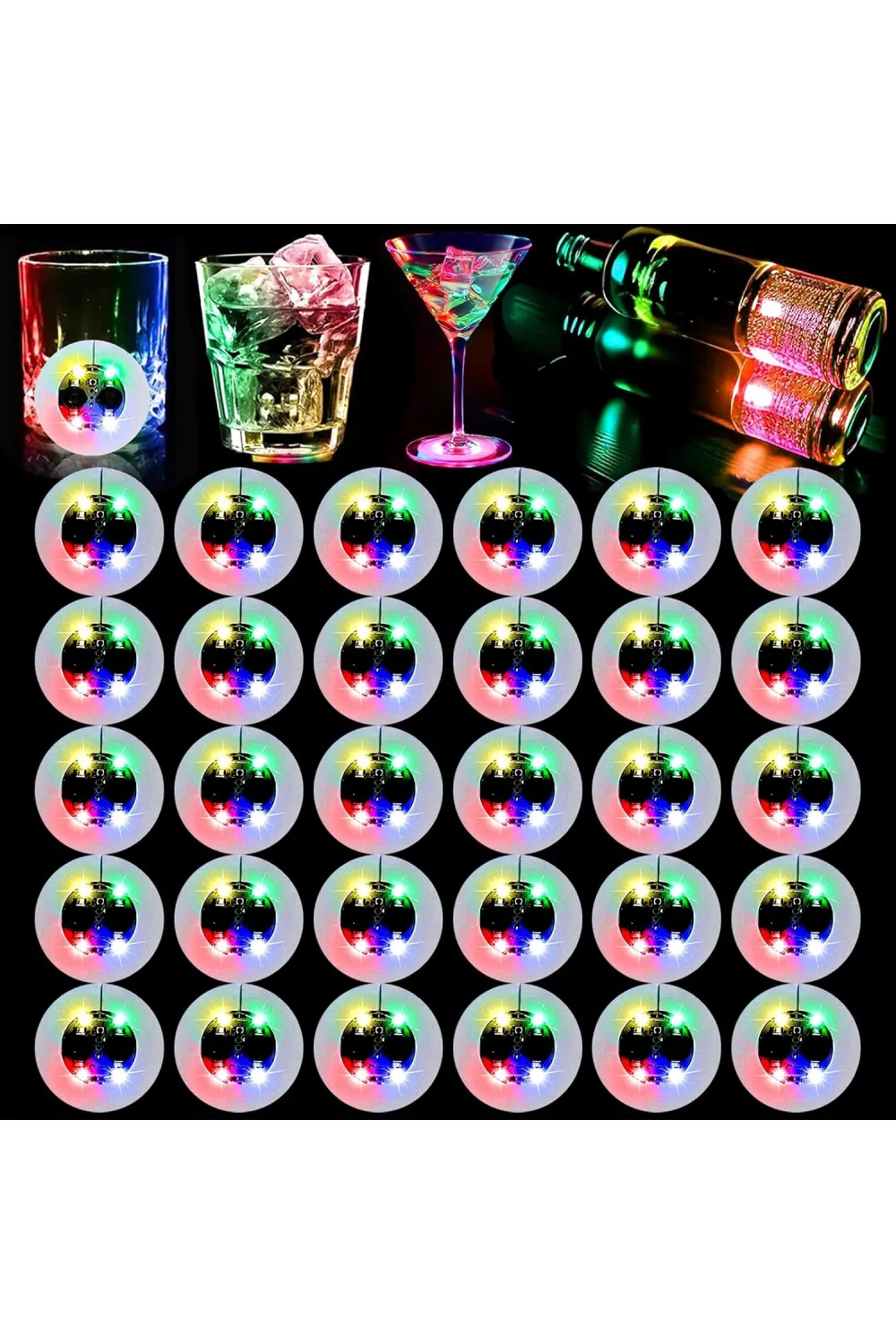 Işıklı Yapışkanlı Bardak Altı Aparatı Ledli 3 Modlu 6 cm Çap 1 Adet