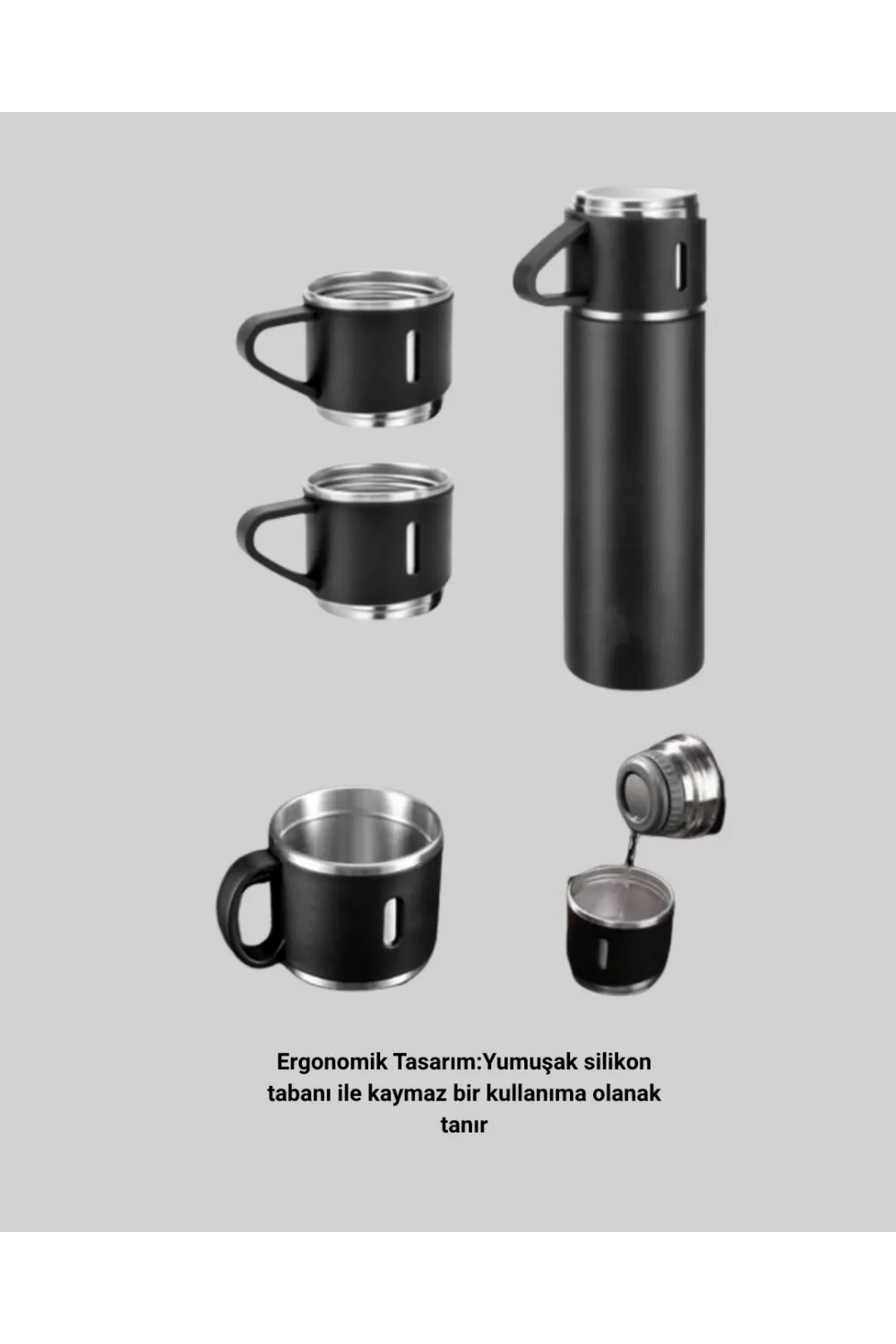 Isıyı Uzun Süre Koruyan 500 Ml Termos Seti | Çelik Gövde, 2 Bardaklı, Hediye Kutulu