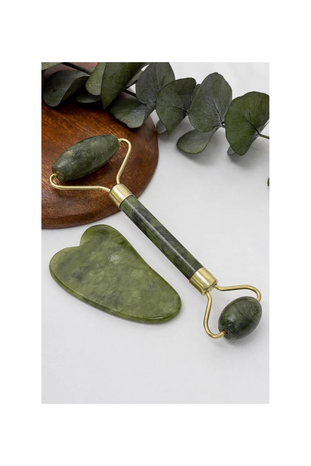 Jade Roller Gua Sha Taşı Seti