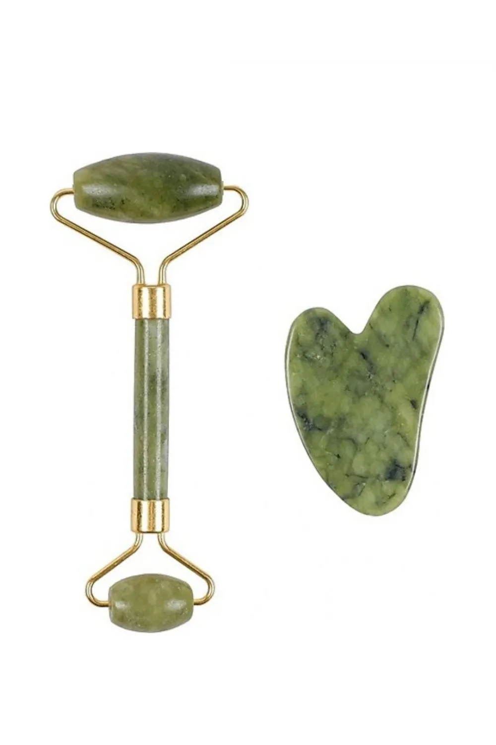 Jade Roller Ve Gua Sha Taşı Yüz Bakım Masaj Seti