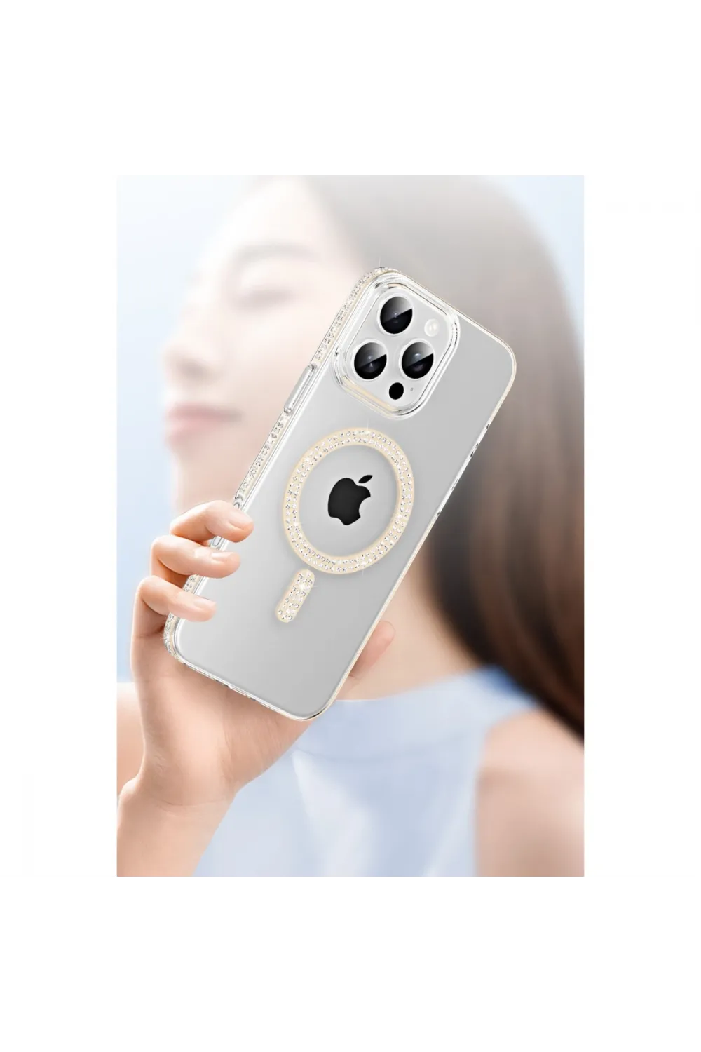 Joko Apple İphone 14 Pro Max Move Taşlı Magsafe Kapak - Mavi