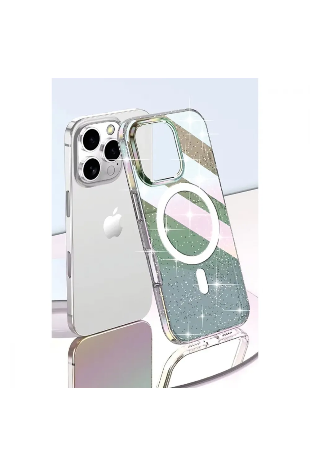 Joko Apple İphone 14 Pro Max Rasasi Simli Magsafe Kapak - Şeffaf
