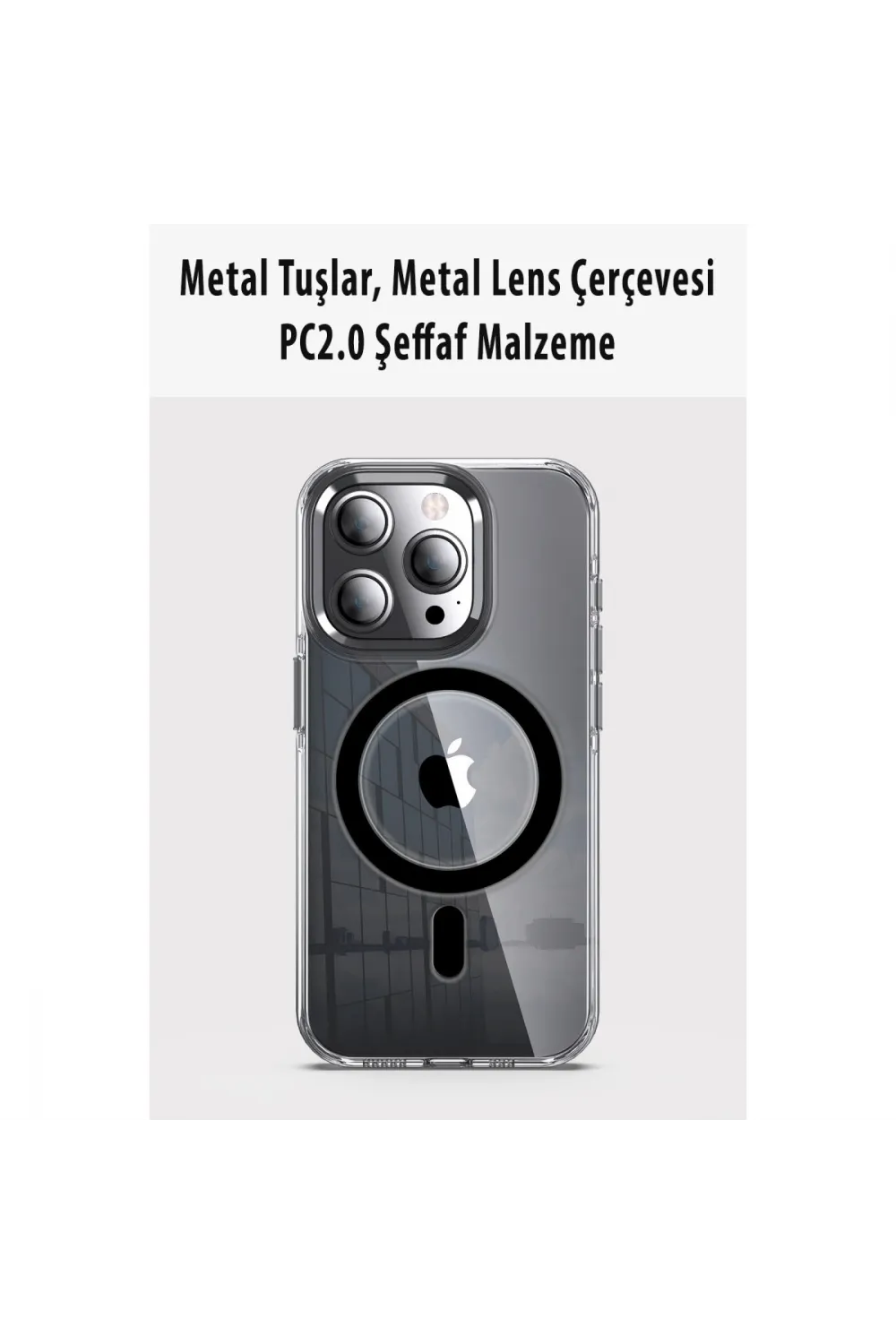 Joko Apple İphone 15 Pro Max Kılıf Crystal Magsafe Kapak - Şeffaf