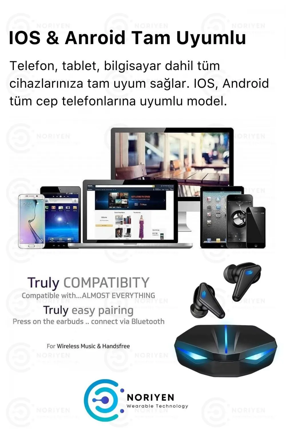 K55 Tws Pro Oyuncu Kulaklığı 3d Stereo Ses Extra Bass Işıklı Mikrofonlu Bluetooth Kablosuz Kulaklık