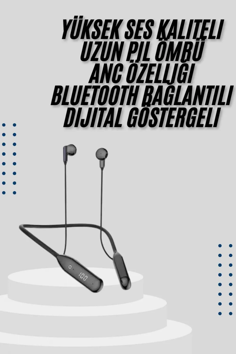Kablolu Kulak İçi Bluetooth Kulaklık 100 Saat Anc Özellikli Boyun Bantlı
