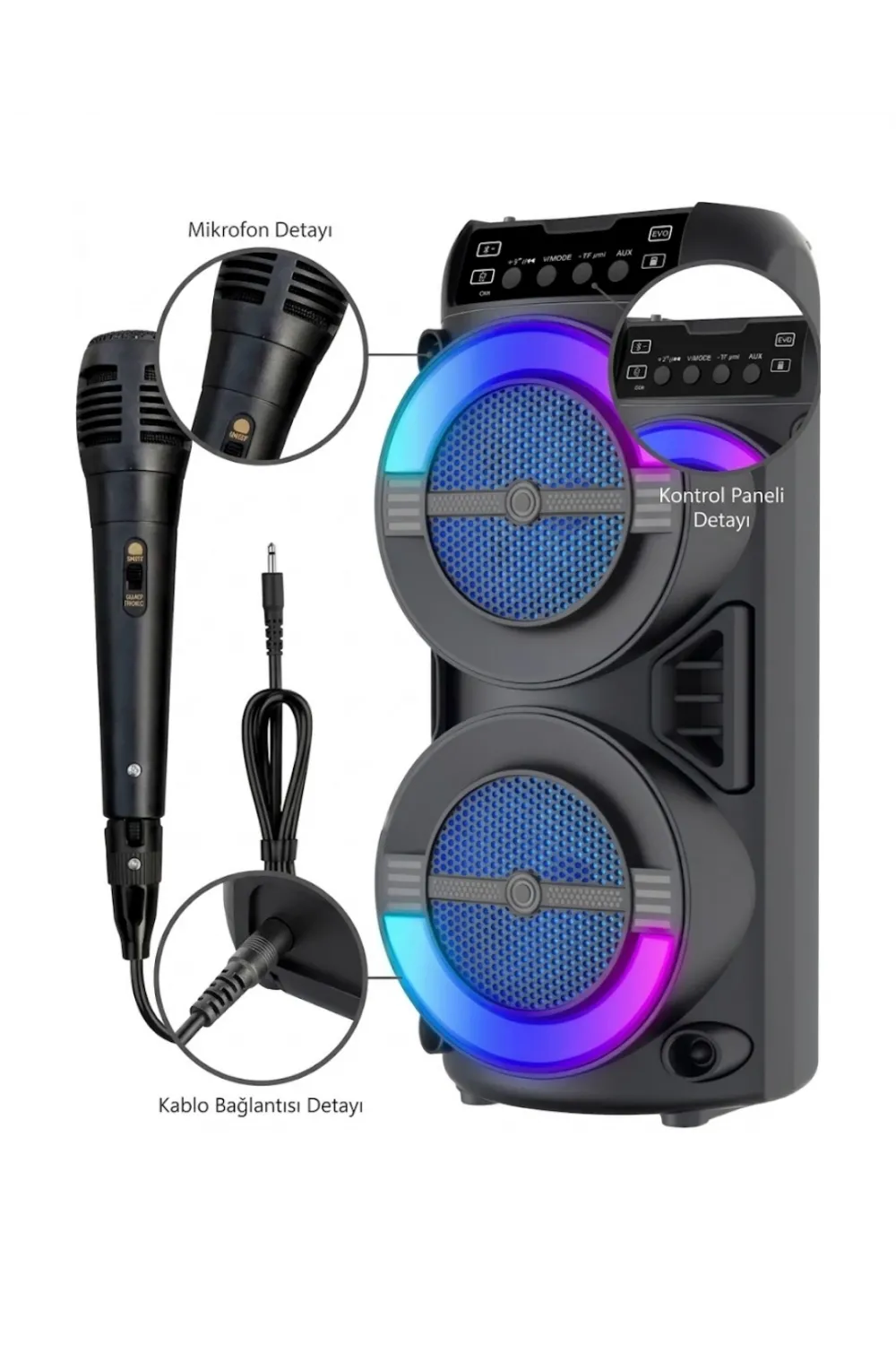 Kablosuz Bluetooth Hoparlör Led Işıklı Usb Ve Tf Kart Destekli
