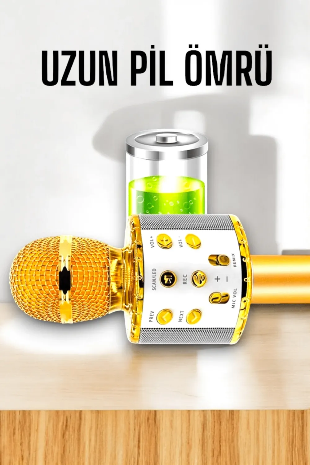 Kablosuz Bluetooth Karaoke Mikrofon Usb Ve Aux Girişli, Yüksek Ses Kalitesi